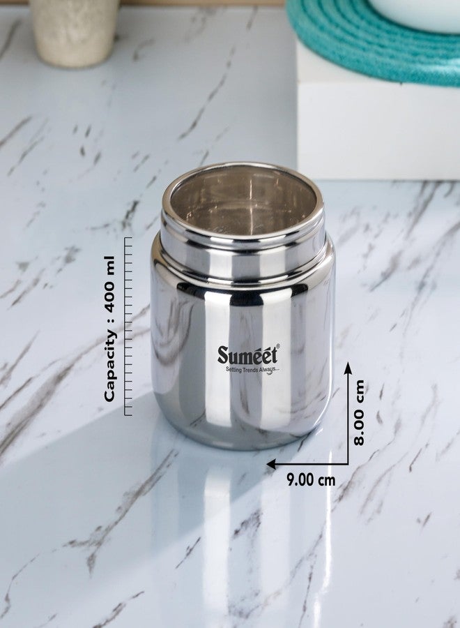 Sumeet Stainless Steel Small Canisters/Dabba/Storage Containers for Kitchen with See Through Lid, Set of 4 Pcs, 400ml Each, 9cm Dia, Silver - Image 4